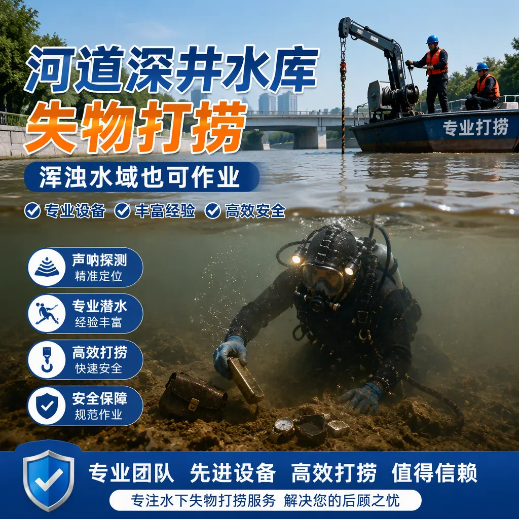 河道深井水库失物打捞，浑浊水域也可作业耿马